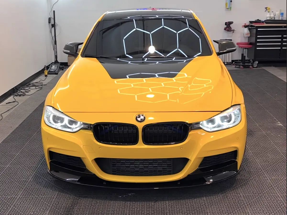 Yellow BMW after a full wrap
