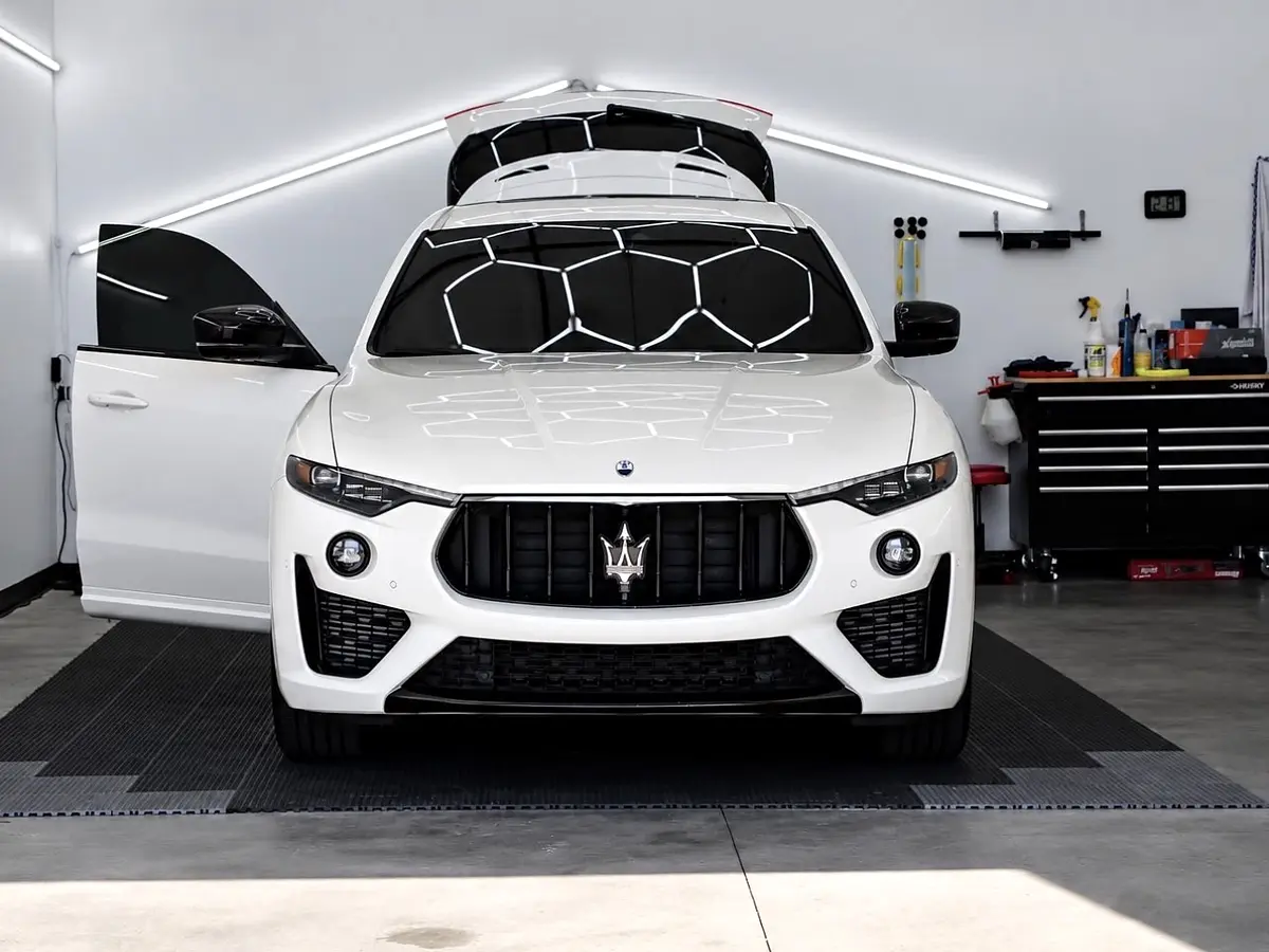 White Maserati inside the TinTinT studio