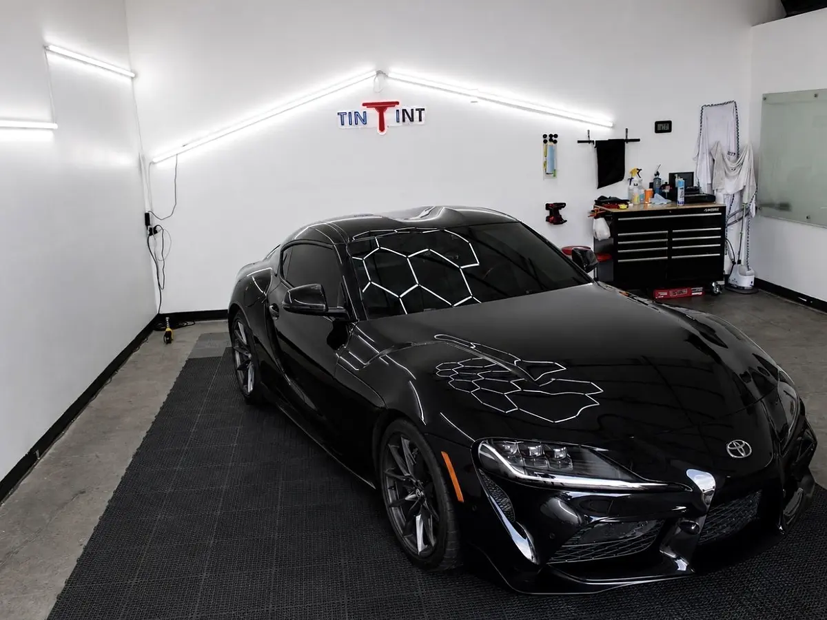 Black Toyota Supra after window tint